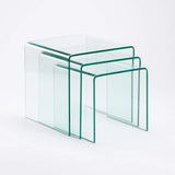 FLUTE 10MM TEMPERED GLASS 3PC SIDE TABLE NEST SET