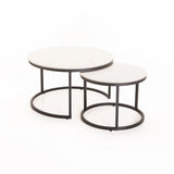 GIO SET OF 2 70/50cm STONE TOP CT-BLK LEG/WH TOP