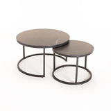 GIO SET OF 2 70/50cm STONE TOP CT-BLK LEG/BLK TOP