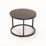 GIO SET OF 2 70/50cm STONE TOP CT-BLK LEG/BLK TOP