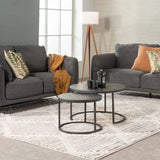GIO SET OF 2 70/50cm STONE TOP CT-BLK LEG/BLK TOP