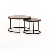 GIO SET OF 2 70/50cm STONE TOP CT-BLK LEG/BLK TOP