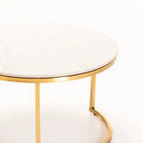 GIO SET OF 2 70/50cm STONE TOP CT-GOLD LEG/WH TOP