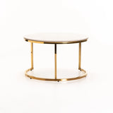 GIO SET OF 2 70/50cm STONE TOP CT-GOLD LEG/WH TOP