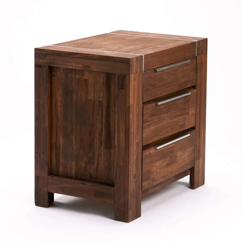 GLACIER 3 DRAWER PEDESTAL - RUSTIC JAVA