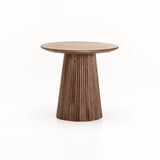 GOA 50cm ROUND SOLID WOOD SIDE TABLE - LIGHT BROWN