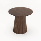 GOA 50cm ROUND SOLID WOOD SIDE TABLE - DARK BROWN