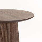 GOA 50cm ROUND SOLID WOOD SIDE TABLE - DARK BROWN