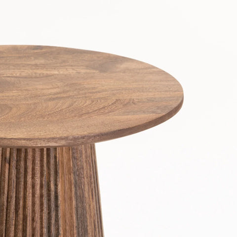 GOA 50cm ROUND SOLID WOOD SIDE TABLE - LIGHT BROWN
