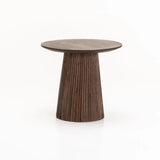 GOA 50cm ROUND SOLID WOOD SIDE TABLE - DARK BROWN