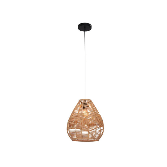 HANGING LIGHT-BROWN LINEN ROPE PENDANT