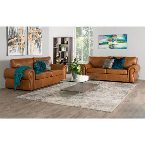 HARRIET GENUINE LEATHER 3 SEATER ‚Äö√Ñ√¨ PECAN