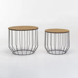 HERA SET OF 2 TABLES - BLACK/NATURAL