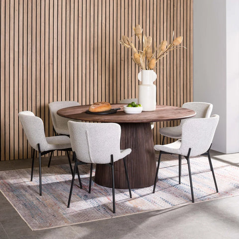 INDIE BOUCLÉ FABRIC DINING CHAIR - CREAM