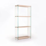 IVY 10MM TEMPERED GLASS BOOKCASE - OAK (165cm H)
