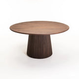 JAYA 150cm ROUND SOLID WOOD DINING TABLE-DARK BROWN