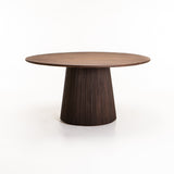 JAYA 150cm ROUND SOLID WOOD DINING TABLE-DARK BROWN