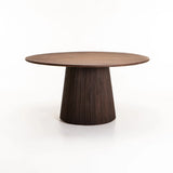 JAYA 150cm ROUND SOLID WOOD DINING TABLE-DARK BROWN