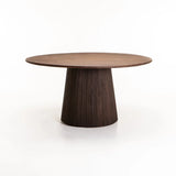 JAYA 150cm ROUND SOLID WOOD DINING TABLE-DARK BROWN