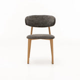 JOSIE FABRIC DINING CHAIR - GREY/NATURAL