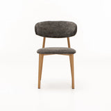JOSIE FABRIC DINING CHAIR - GREY/NATURAL