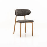 JOSIE FABRIC DINING CHAIR - GREY/NATURAL