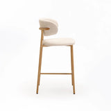 JOSIE FABRIC KITCHEN STOOL - CREAM/NAT LEG