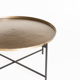 KAI 90cm ROUND COFFEE TABLE - BRASS ANTIQUE