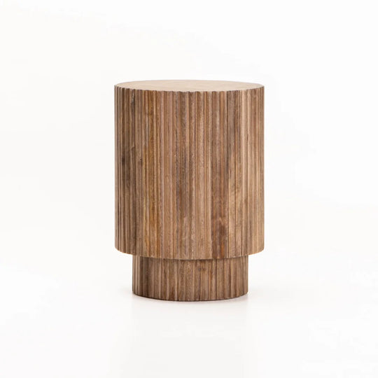 KAVI 35cm ROUND SOLID WOOD SIDE TABLE