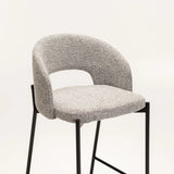 KAYLA TEXTURED FABRIC BARSTOOL - GREY