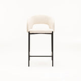KAYLA TEXTURED FABRIC KITCHEN STOOL - CREAM