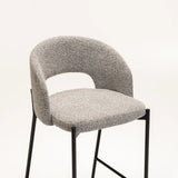 KAYLA TEXTURED FABRIC KITCHEN STOOL - GREY
