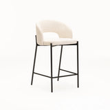KAYLA TEXTURED FABRIC KITCHEN STOOL - CREAM