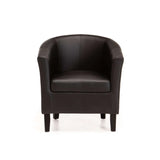 KELLY LEATHER TOUCH TUB ARMCHAIR - BLACK