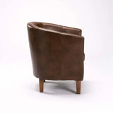 KELLY LEATHER TOUCH TUB ARMCHAIR - WALNUT