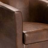 KELLY LEATHER TOUCH TUB ARMCHAIR - WALNUT