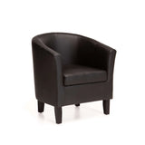 KELLY LEATHER TOUCH TUB ARMCHAIR - BLACK