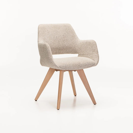 KIARA WOODEN DINING CHAIR - SPECKLED OATMEAL