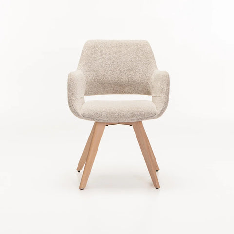 KIARA WOODEN DINING CHAIR - SPECKLED OATMEAL