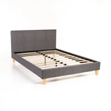 KIM FABRIC DOUBLE BED - GREY