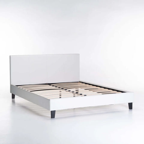 KIM LEATHER TOUCH QUEEN BED - WHITE