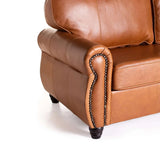 KINGSLEY GENUINE LEATHER 3 SEATER - PECAN