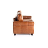 KINGSLEY GENUINE LEATHER 3 SEATER - PECAN