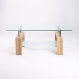 LALA 110x60cm GLASS COFFEE TABLE - OAK