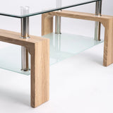 LALA 110x60cm GLASS COFFEE TABLE - MAHOGANY