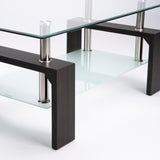 LALA 110x60cm GLASS COFFEE TABLE - MAHOGANY