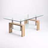 LALA 110x60cm GLASS COFFEE TABLE - OAK