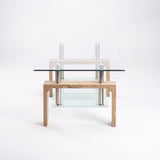 LALA 110x60cm GLASS COFFEE TABLE - OAK