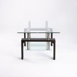 LALA 110x60cm GLASS COFFEE TABLE - MAHOGANY