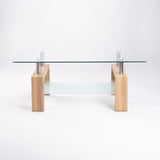 LALA 110x60cm GLASS COFFEE TABLE - OAK